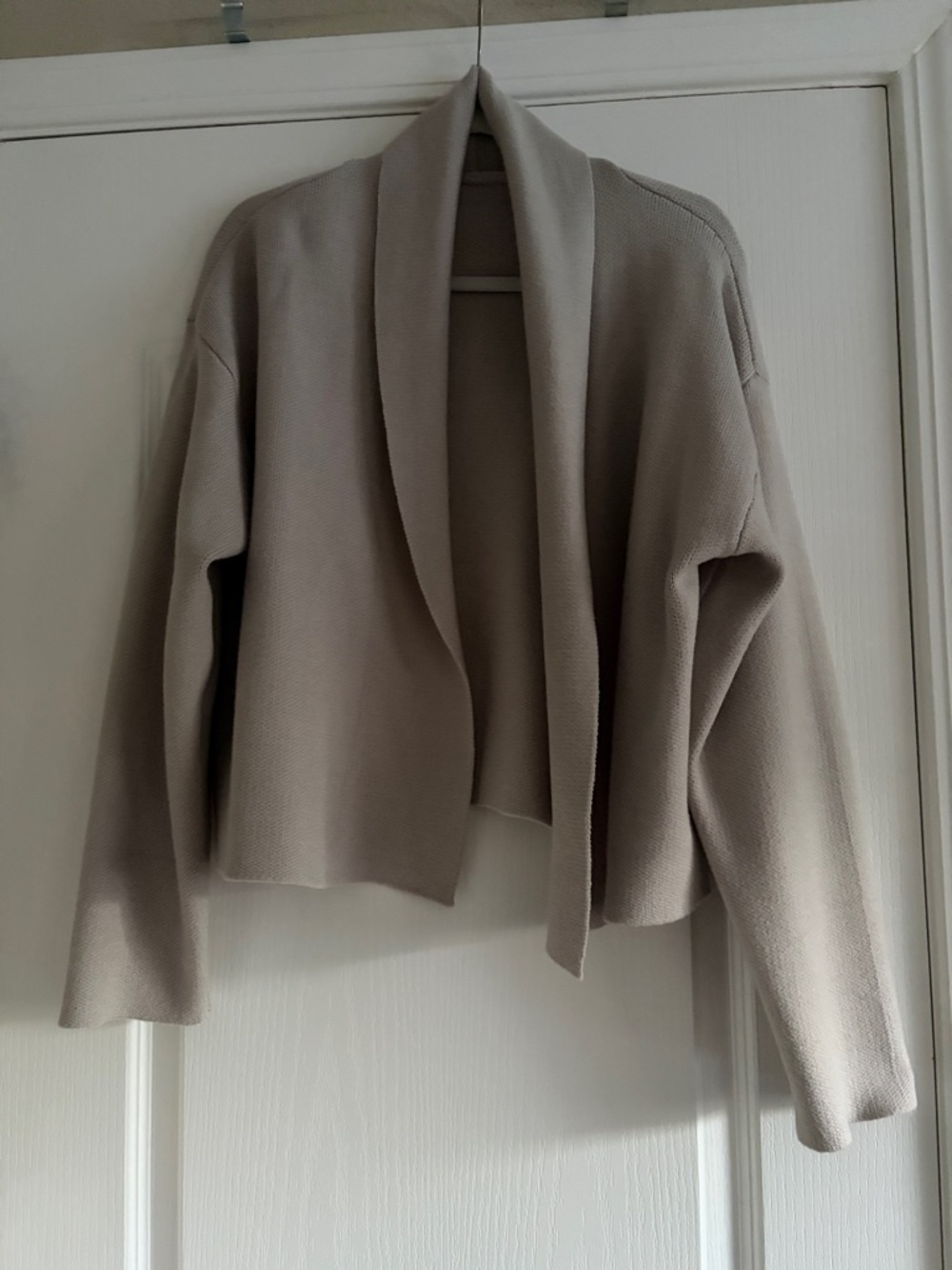 Light Grey Open Front Knit Cardigan